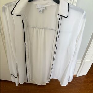 Liz Claiborne White Shirt with Black Piping